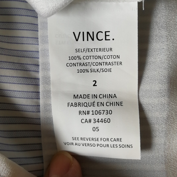 ☀️2XHP☀️VINCE 100% cotton&silk Shirt, US 2 - Picture 5 of 9